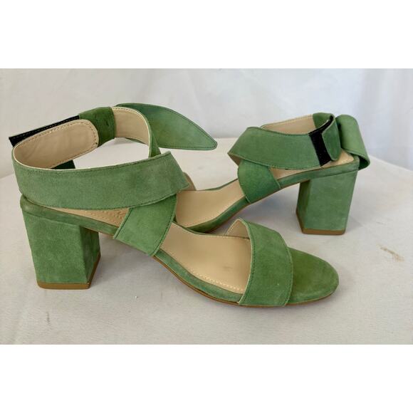 JOURNEE COLLECTION HETHER STRAPPY BLOCK HEELS IN SUEDE GREEN SIZE 6.5 NWT / BOX - Picture 5 of 6